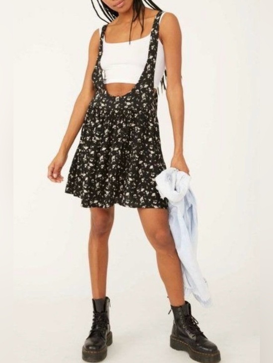 Free People Dresses & Skirts - Free People Saturday Scooped Romper Dress in Black Combo Size XL Boho Summer